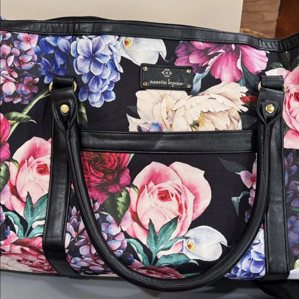 Floral Black Women duffel travel Bag - Picture 3 of 8